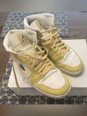 Nike Air Jordan High Top Sneakers in Yellow and White